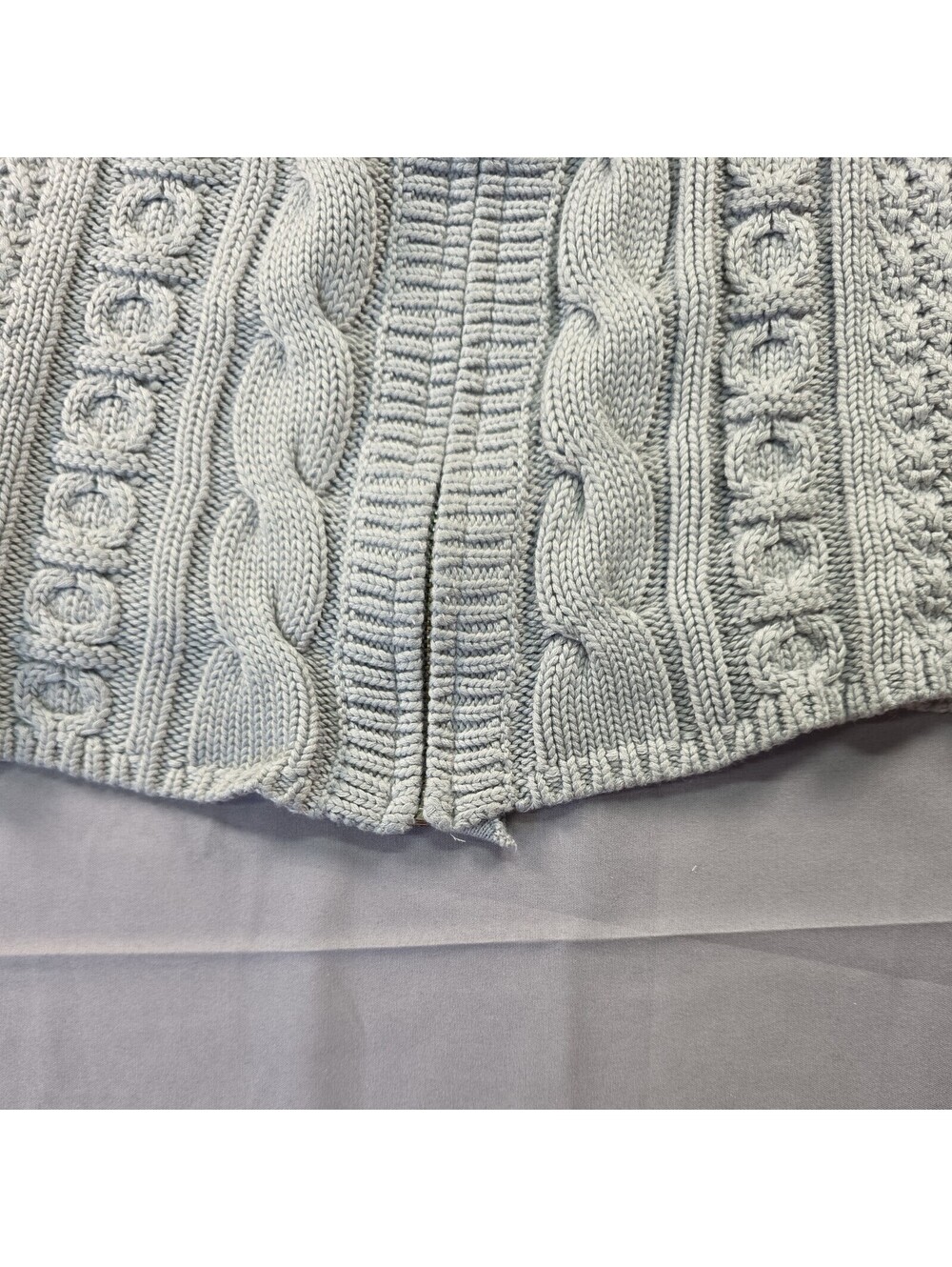 Coldwater Creek Chunky Cable Knit ZipUp Cardigan Sweater Gray P L - Picture 9 of 9